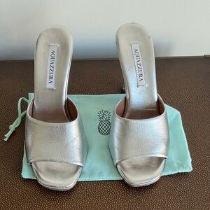 Aquazzura Metallic Silver Sandals
